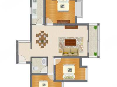 3室2厅 87.90平米