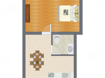1室1厅 28.06平米户型图
