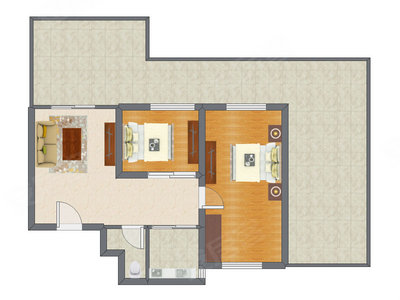2室1厅 69.53平米户型图