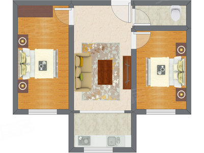 2室1厅 65.80平米