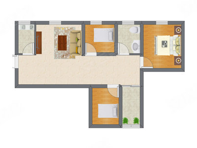 3室2厅 73.65平米
