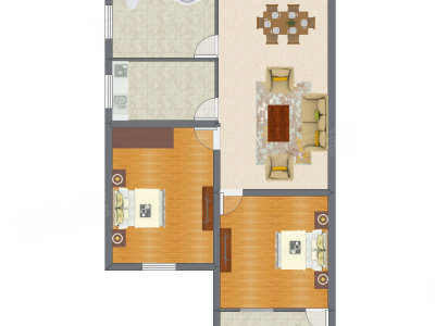 2室2厅 101.69平米户型图