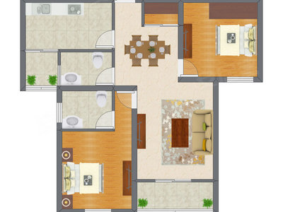 2室2厅 113.41平米户型图