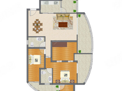 2室2厅 118.72平米