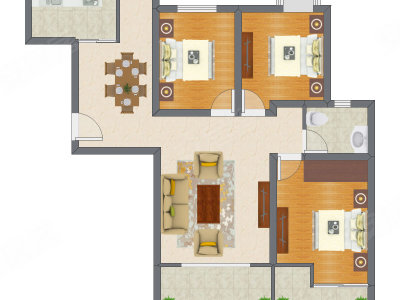 3室2厅 109.59平米户型图