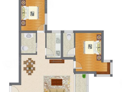 2室2厅 102.00平米