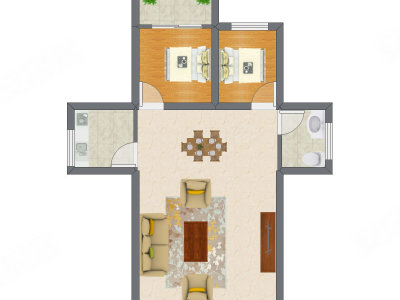 2室2厅 91.27平米