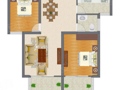 2室2厅 65.79平米户型图