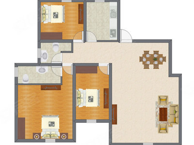 3室2厅 100.76平米