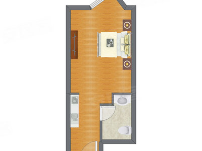 1室0厅 40.88平米户型图
