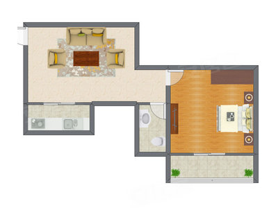 1室1厅 62.00平米户型图