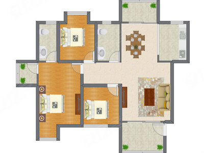 3室2厅 133.76平米