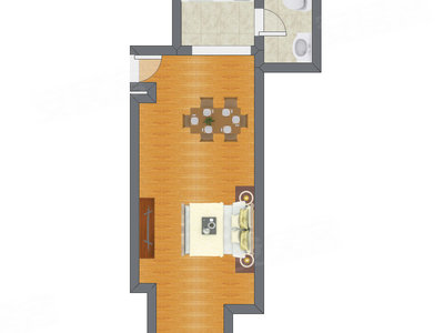 1室0厅 26.20平米户型图