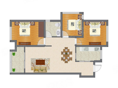 3室2厅 92.00平米户型图