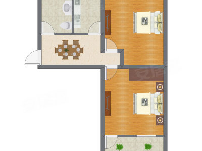 2室1厅 51.55平米