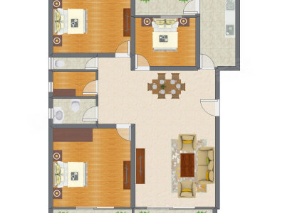3室1厅 112.66平米户型图