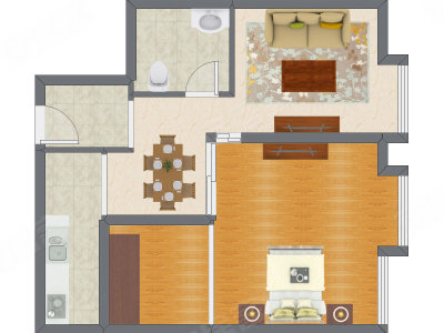 1室2厅 75.80平米户型图