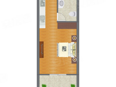 1室0厅 46.53平米户型图