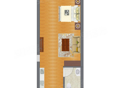 1室1厅 27.70平米户型图