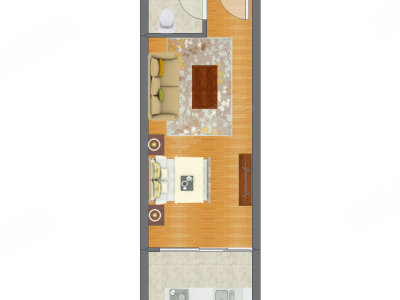 1室1厅 47.60平米户型图