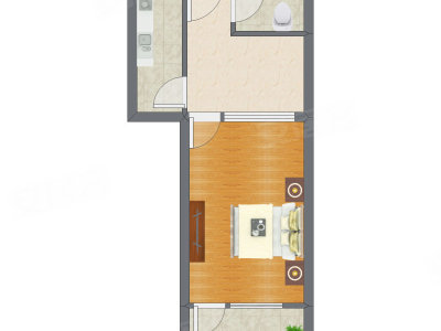 1室1厅 45.26平米