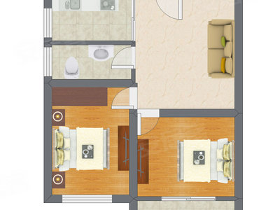 2室1厅 31.01平米