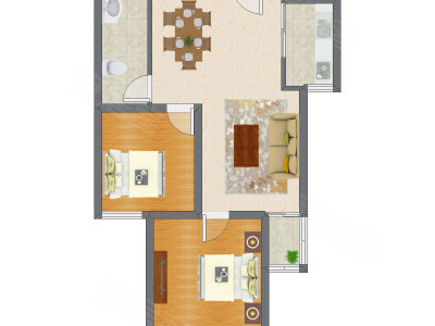 2室2厅 83.05平米户型图