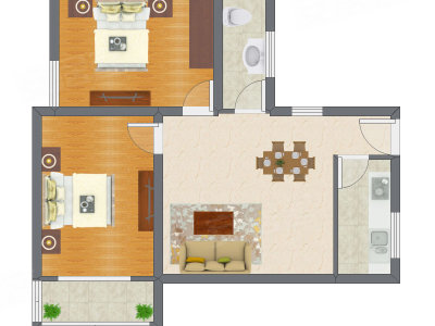 2室2厅 101.47平米户型图