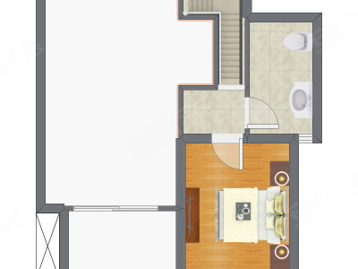1室2厅 69.70平米户型图