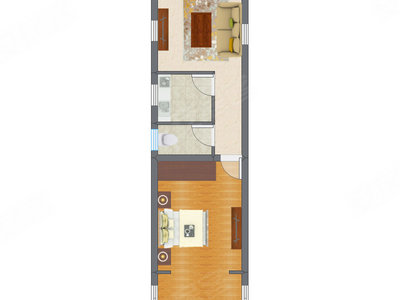 1室1厅 36.66平米户型图