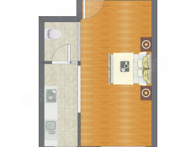 1室0厅 47.08平米户型图