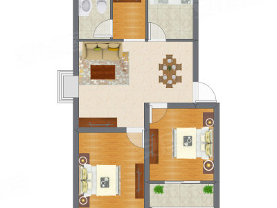 2室1厅 50.54平米户型图