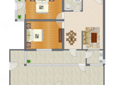 2室2厅 82.78平米