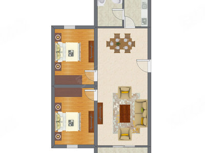 2室2厅 73.70平米户型图