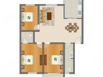 3室2厅 88.88平米