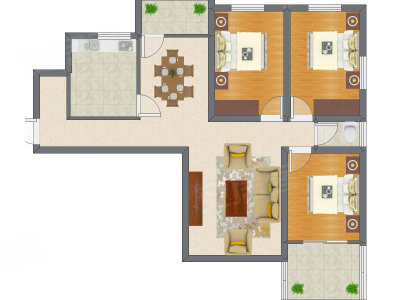 3室1厅 75.25平米
