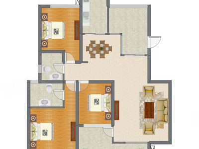 3室2厅 136.80平米户型图