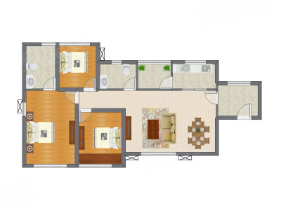3室2厅 104.80平米户型图