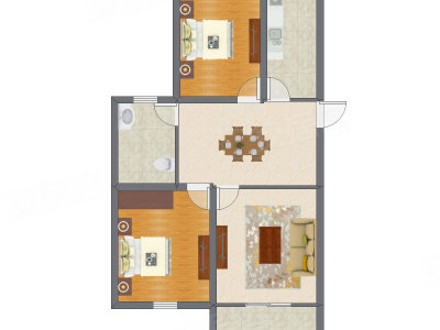2室2厅 95.67平米户型图