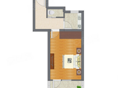 1室1厅 41.97平米户型图