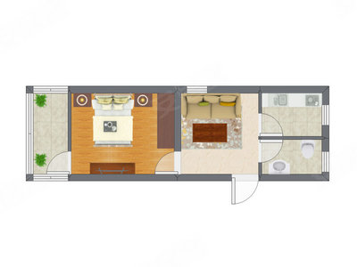 1室1厅 39.50平米户型图