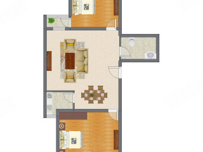 2室2厅 56.90平米