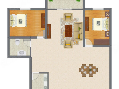2室2厅 98.28平米