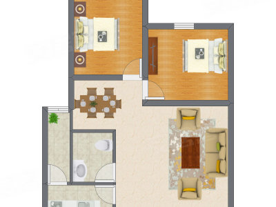 2室2厅 72.50平米户型图