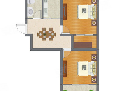 2室1厅 43.53平米