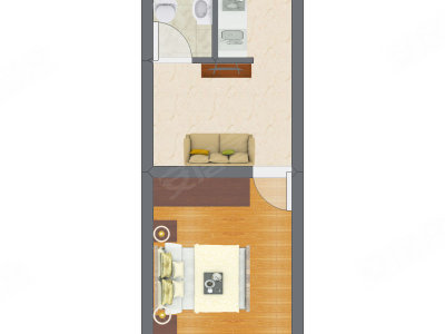 1室1厅 19.48平米户型图