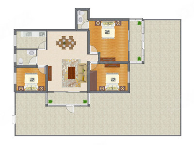 3室2厅 125.55平米