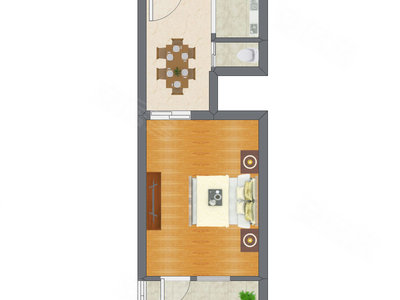 1室1厅 40.42平米户型图