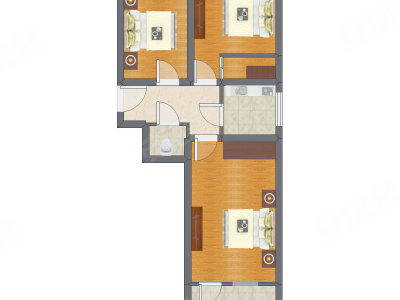 3室1厅 59.59平米