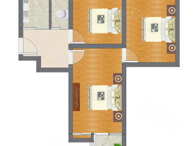 3室1厅 65.19平米